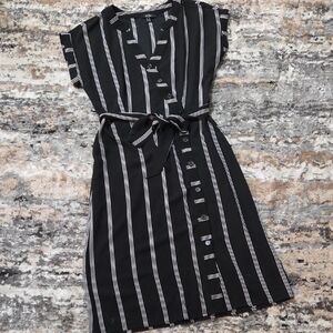 AUW Black & White Striped Buttondown Dress